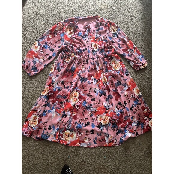 Torrid Floral Blush Pink Georgette Dress Midi Length Plus Size 3X - Picture 1 of 5